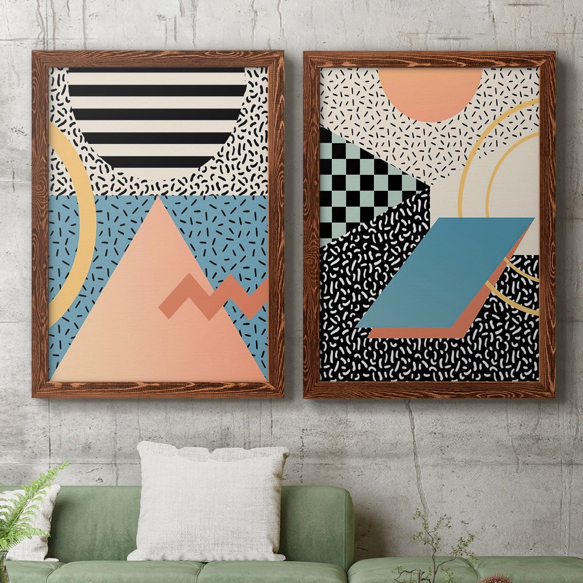 Modern Memphis I - Premium Framed Canvas 2 Piece Set - Ready to Hang