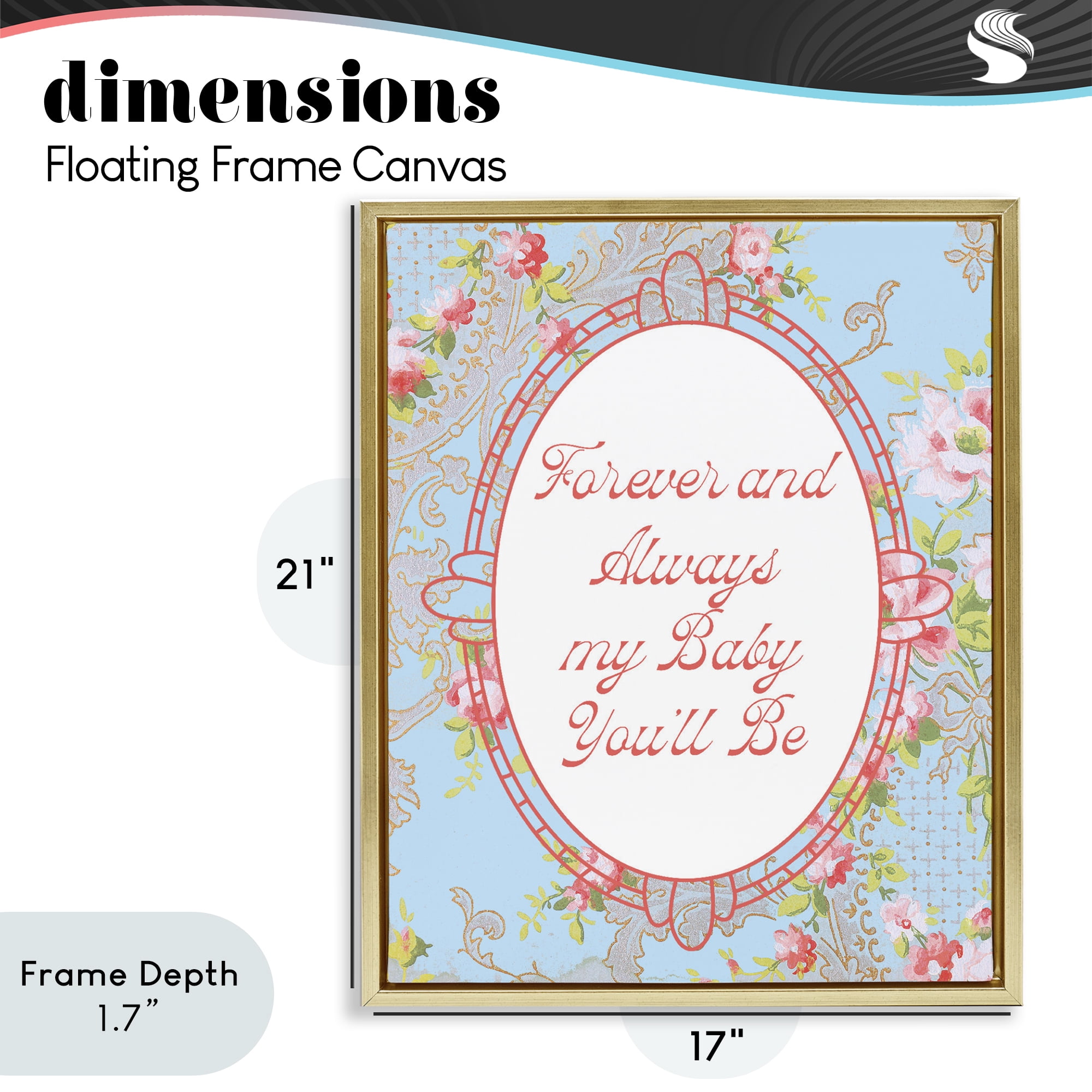 Stupell Industries Forever And Always My Baby Gold Framed Floater Canvas Wall Art, design by Lil' Rue