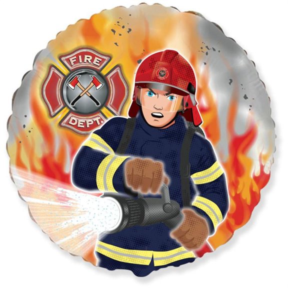 LOONBALLOON Planes-trains-automobiles Ballons, 18″ FIRE DEPT FIREMAN