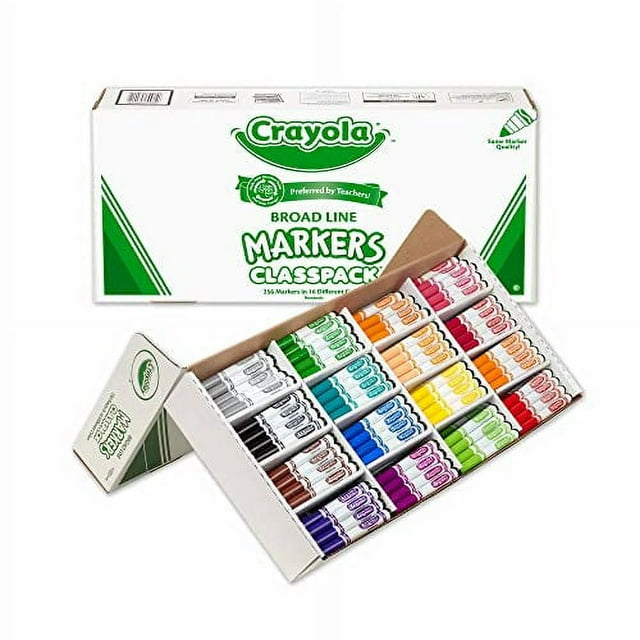 Crayola Marqueurs de Ligne Large, Fournitures Scolaires en Vrac pour les Enseignants, Marqueurs pour les Enfants pour l'École, 256 Comte