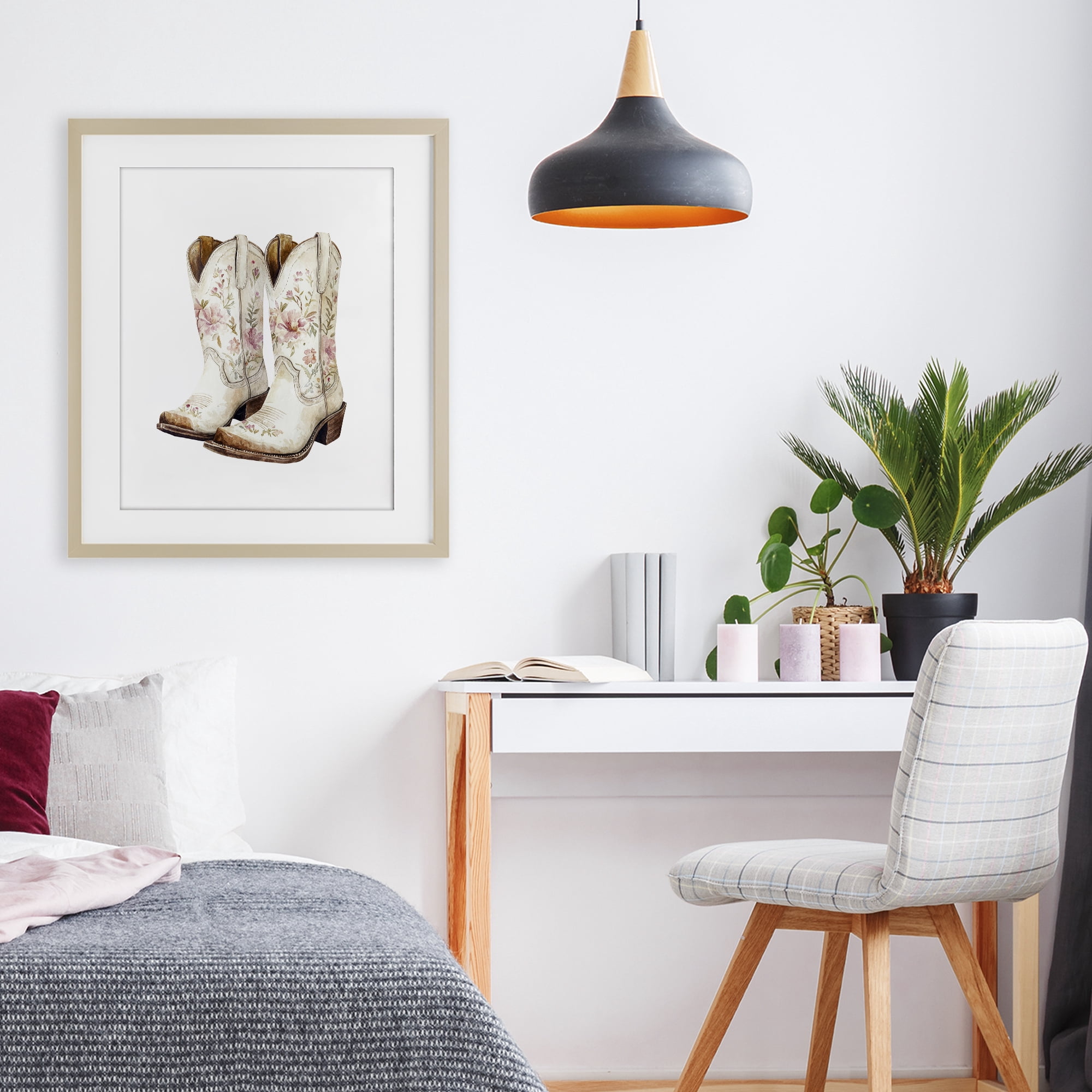 Stupell Industries Boots in Bloom Birch Framed Print Under Glass, design by Svetlana Aleynikova