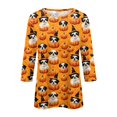 thumbnail image 7 of Halloween Womens Shirts Funny 3/4 Sleeve Pullover Spooky Halloween Ghost Pumpkin Printed Tops Horror O Neck T Shirts Three Quarter Length Blouse,4XL, 7 of 7