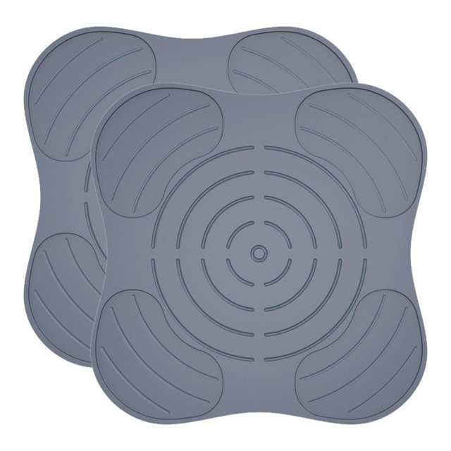 Juego de 2 tapetes de silicona para secar platos, resistentes al calor, para ollas y sartenes. Gris