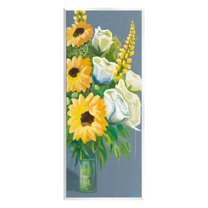 Stupell Industries Sunflowers & White Roses Botanical & Floral Painting Unframed Art Print Wall Art, 7 x 17