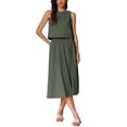 thumbnail image 1 of Conjunto de falda de 2 piezas para mujer INSPIRE CHIC, sin mangas, top corto, falda midi de cintura alta, atuendos casuales de verano, verde militar, XL, 1 of 6
