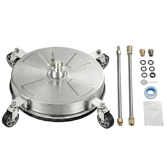 15" 4000 PSI Surface Cleaner Attachment, Stainless Steel with Wheels & Wands for Pressure Washer, for Concrete, Driveway