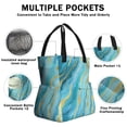 thumbnail image 3 of Teal Gold Marble Drawstring Lunch Bag Women - Drawstring Lunch Bag Insulated for Work Office - Stain-Resistant Large Lunchbags for Women with Multi-Pockets, 3 of 6