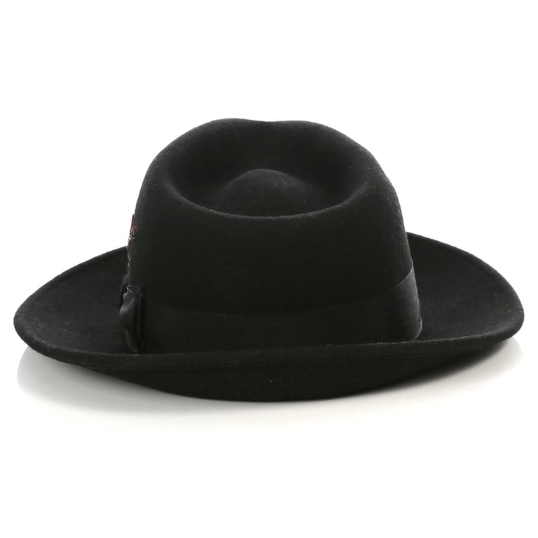 Ferrecci Black Wool Crushable Fedora with Removable Feather  display picture 1
