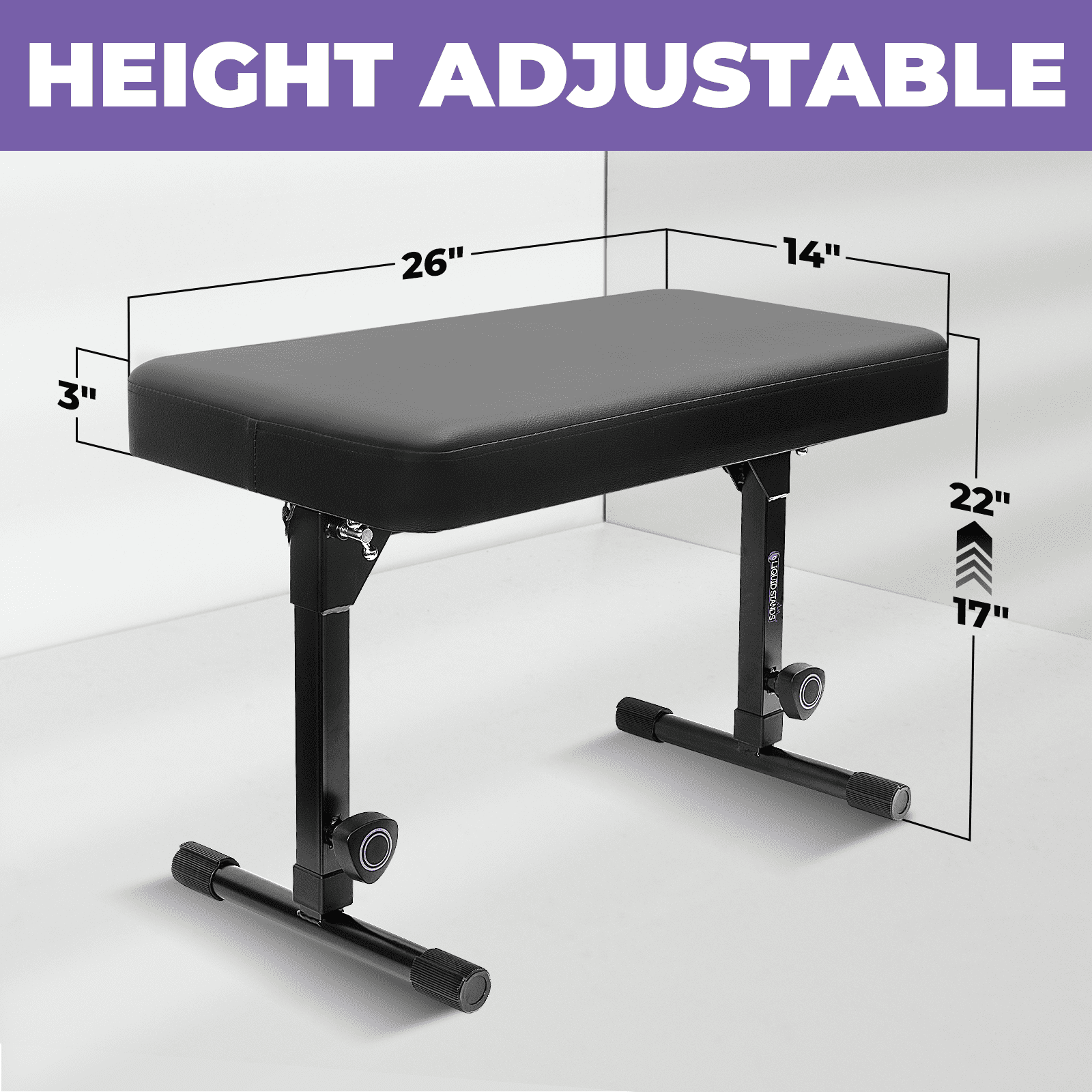 Liquid Stands Foldable Dual Adjustable Piano Bench Stool - Piano Keyboard Bench Seat for Piano Keyboard Stand with Black Padded Cushion for Musicians Piano Stool Chair