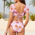 thumbnail image 2 of Aayomet Bathing Suits for Women Print Open Back Bikini Tankini (Pink, XL), 2 of 4