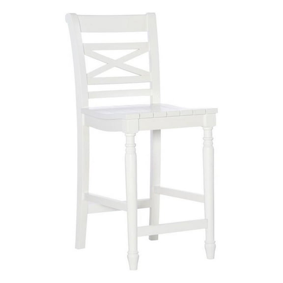 Pemberly Row 24.25" Transitional Wood Counter Stool in White