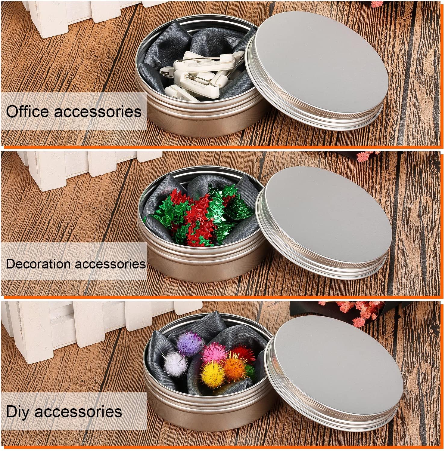 24 Pcs 4 oz Metal Tin Cans Aluminum Round Tin Containers Empty Cans with Screw Lid for Candle Storage Cosmetic Sample Travel Salve Cream