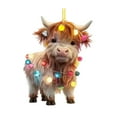 thumbnail image 5 of Soumake Christmas Cow Ornament Xmas Tree Cartoon Highland Cow Hanging Decorations 2D Flat Acrylic Pendant for Car Rearview Mirror Tree Decor, 5 of 5