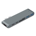 thumbnail image 2 of Sinhoon 7in1 USB-C Hub Dual Type-C Multiport Card Reader Adapter 4K HDMI MacBook Pro Gray, 2 of 8