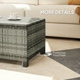 thumbnail image 4 of Outsunny Rattan Coffee Table with Tempered Glass Top Garden Patio, Grey, 4 of 10
