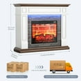 thumbnail image 4 of HolliWill Electric Fireplace Mantel, 44" Freestanding Fireplace Heater with LED Lights, Infrared Quartz Heater with Red Brick Background, 1400W, White & Brown, 4 of 8