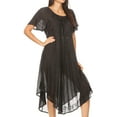 thumbnail image 3 of Sakkas Lilia Embroidered Lace Up Bodice Relaxed Fit Maxi Sun Dress - A-Black - One Size Regular, 3 of 5