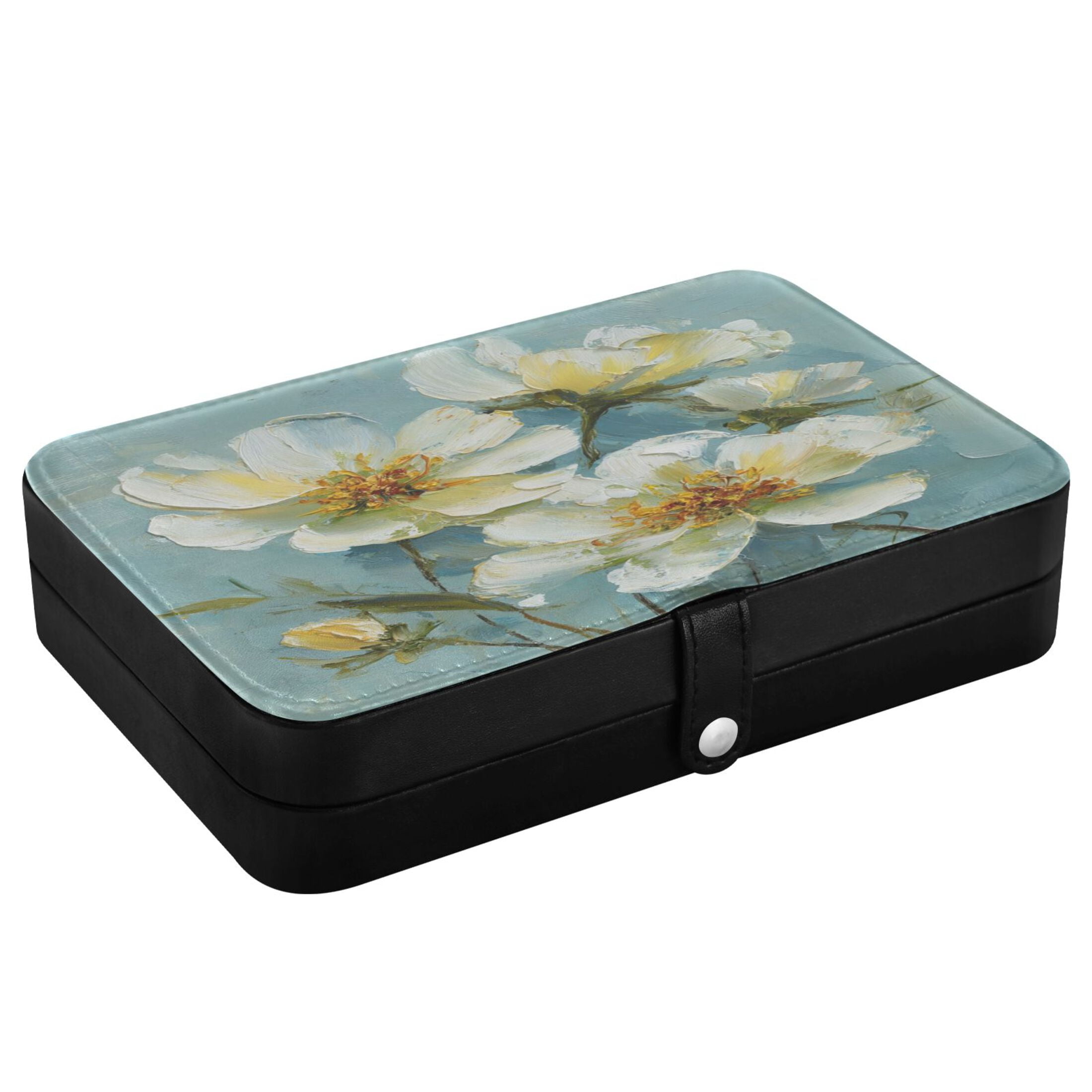 Leather Jewelry Box Travel Jewelry Storage Earrings Necklace Bracelet Watch Brooch Storage Flowers Beautiful