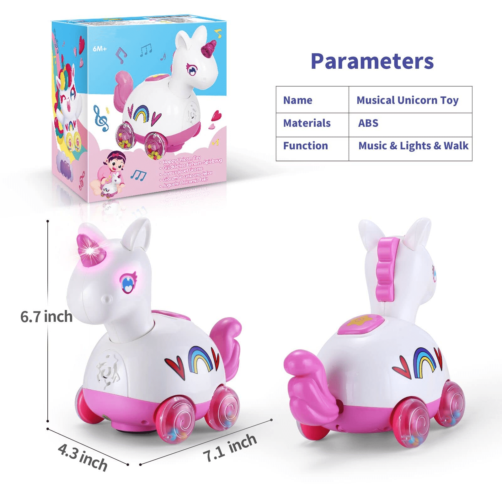 Wanonoo Crawling Unicorn Baby Toy for 6-12 Month, Tummy Time Development Learning Toys with Music & Lights for 6 7 8 9 10 11 12-18 Month, Toddler Birthday Gift for 1 2 Year Old Girls Boys