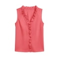thumbnail image 4 of Women's Linen Tank Tops Summer Trendy Sleeveless Ruffle Front V Neck Flowy Shirts Dressy Casual Going Out Top Vest, 4 of 4