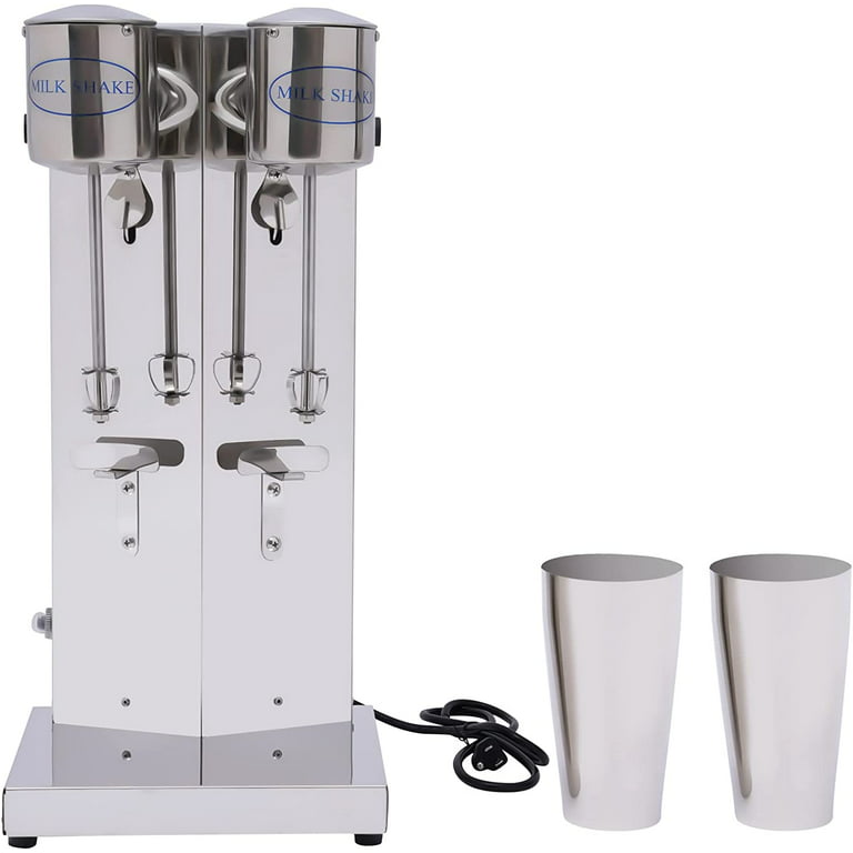 HQHAOTWU Milk Shake Maker Stainless Steel Double Head Electric Milk Shaking  Mixer Blender Machine Stand Mix Milkshake Drink Mixer Machine with Cups