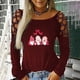 thumbnail image 1 of ICHUANYI Clearance Women's Sexy Off Shoulder Valentine's Day Printed Long Sleeve Hot Drilling Hollow Out T-shirt Blouse Tops ICHUANYI "ICHUANYI", 1 of 7