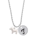 thumbnail image 1 of Delight Jewelry Silvertone Flat Scottie Dog Silvertone Script Initial Disc - F - Charm Necklace, 20"+3", 1 of 4