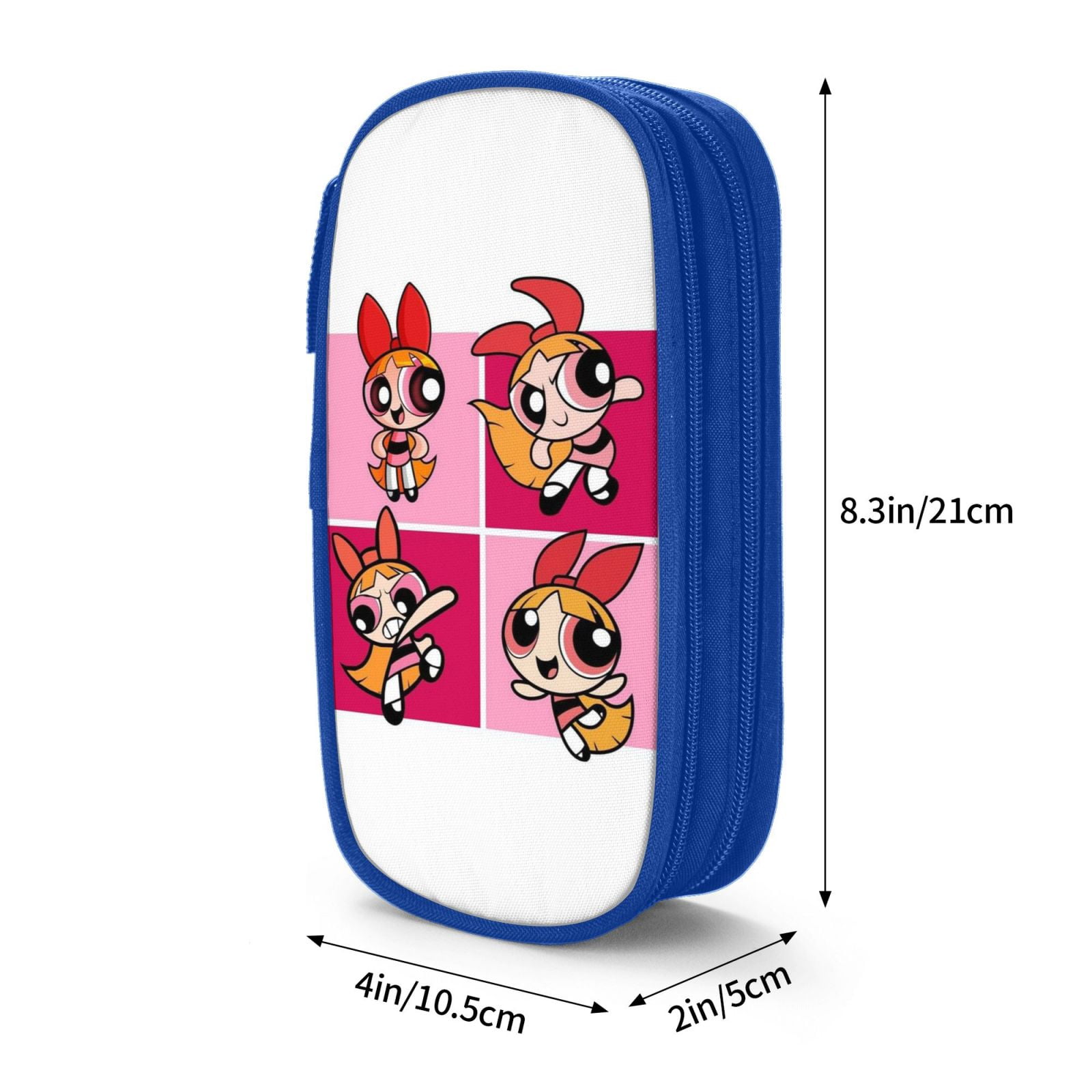 The Powerpuff Gi-rls Pencil Case Large Capacity Pencil Pouch Penbag Office Stationery Organizer Travel Makeup Bag Blue