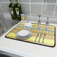 thumbnail image 6 of Tribal Ethnic Dish Drying Mat Countertop 18"x24" Absorbent Microfiber Geometric Shape Drainer Mat Dishes Pad Yellow Beige Bohemian Protector Kitchen Accessories, 6 of 7