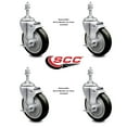 thumbnail image 2 of 4 Inch Black Polyurethane Swivel 3/8 Inch Threaded Stem Caster Set with Brake, 2 of 2