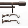 thumbnail image 2 of Deco Window 36" - 66" Adjustable Double Curtain Rod (1'' Dia) for Windows with Barrel Finials Brown), 2 of 6