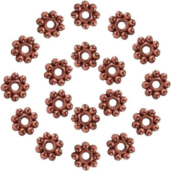 300 pc 300 Pcs 5mm Alloy Red Copper Flower Spacer Beads Loose Beads for DIY Jewelry Making Findings