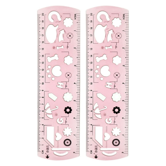 Uxcell 2pcs Unbreakable Flexible Rulers 20cm/8" Double Scale Shatterproof Folding Plastic Ruler, Light Pink