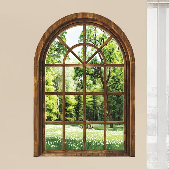 Papel tapiz de PVC Perfecl con ventana falsa paisaje de plantas 70 cm x 26 cm