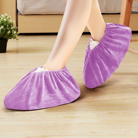 

Home Indoor Flannel Warm Shoe Cover Washable And Reusable Thickened Wear Silencer Warm Shoe Cover，Fit For Us Size 31cm