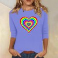 thumbnail image 1 of Qertyioot Cadeau de la Saint-Valentin! Mode Féminine Manches Trois-Quarts Col Rond Rétro Imprimé de Noël Haut Ample Blouse Manches Trois-Quarts, 1 of 4