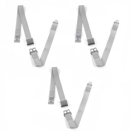safeTboy Gray & Grey Lap Bench Seat Belt Kit for 1957-1958 Buick Roadmaster Airplane 2 Point - 3 Belts