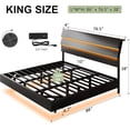 thumbnail image 2 of Feonase Floating Bed Frame King with Led Lights and Charging Station, Wood Full Size Bed Frame with Storage Headboard, Heavy Duty Metal Slats, No Box Spring Needed, Easy Assembly,Black, 2 of 7
