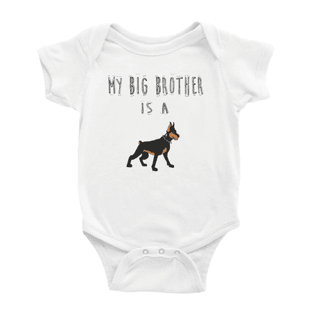 

My Big Brother Is A Doberman Dog Cute Baby Rompers Boy Girl Newborn Clothes Unisex