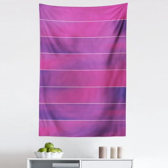 Hot Pink Tapestry, Horizontal Color Bands Stripes with Fluorescent Effect and Soft Transitions Print, Fabric Wall Hanging Decor for Bedroom Living Room Dorm, 5 Sizes, Pink Violet, by Ambesonne