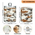 thumbnail image 2 of 4 Pack Bathroom Canisters Transparent Storage Jar for Cotton Ball, Swab, Floss Brown Leaves Pattern, 2 of 7