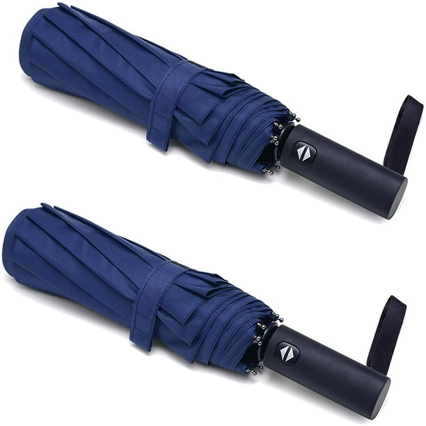Paraguas pequeño a prueba de viento, compacto, de viaje, plegable, ligero, automático, fuerte y portátil, resistente al viento, paraguas plegable para la lluvia, para hombres y mujeres Ormromra JXQ0024-2