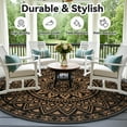 thumbnail image 2 of VUNATE Outdoor Rug 6x6 Round Patio Rug Clearance Plastic Waterproof Indoor Outdoor Mat for Picnic RV Porch Camping Reversible Lightweight Boho Outside Rug Black Brown, 2 of 7