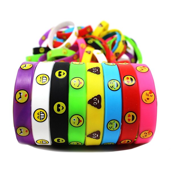 Emoji Silicone Bracelet, 48pack