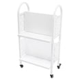 thumbnail image 4 of TFCFL 2-Tiers Rolling Book Cart Mobile Book Truck Library Book Storage Shelf Organizer W/ Handle & 4 Wheels, 4 of 12
