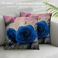 thumbnail image 3 of GOSMITH Royal Blue Throw Pillow Covers, Rose Flower Decorative Pillow Cover for Couch Royal Blue Accent Square Sofa Cushion Case Living Room Outdoor Patio Furniture Home Decoration, 3 of 5