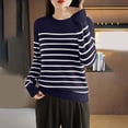 thumbnail image 2 of GigrtiJin Womens Striped Sweater Casual Round Neck Knitted Pullover Sweater Top Long Sleeved Comfy Loose Blouse, 2 of 3