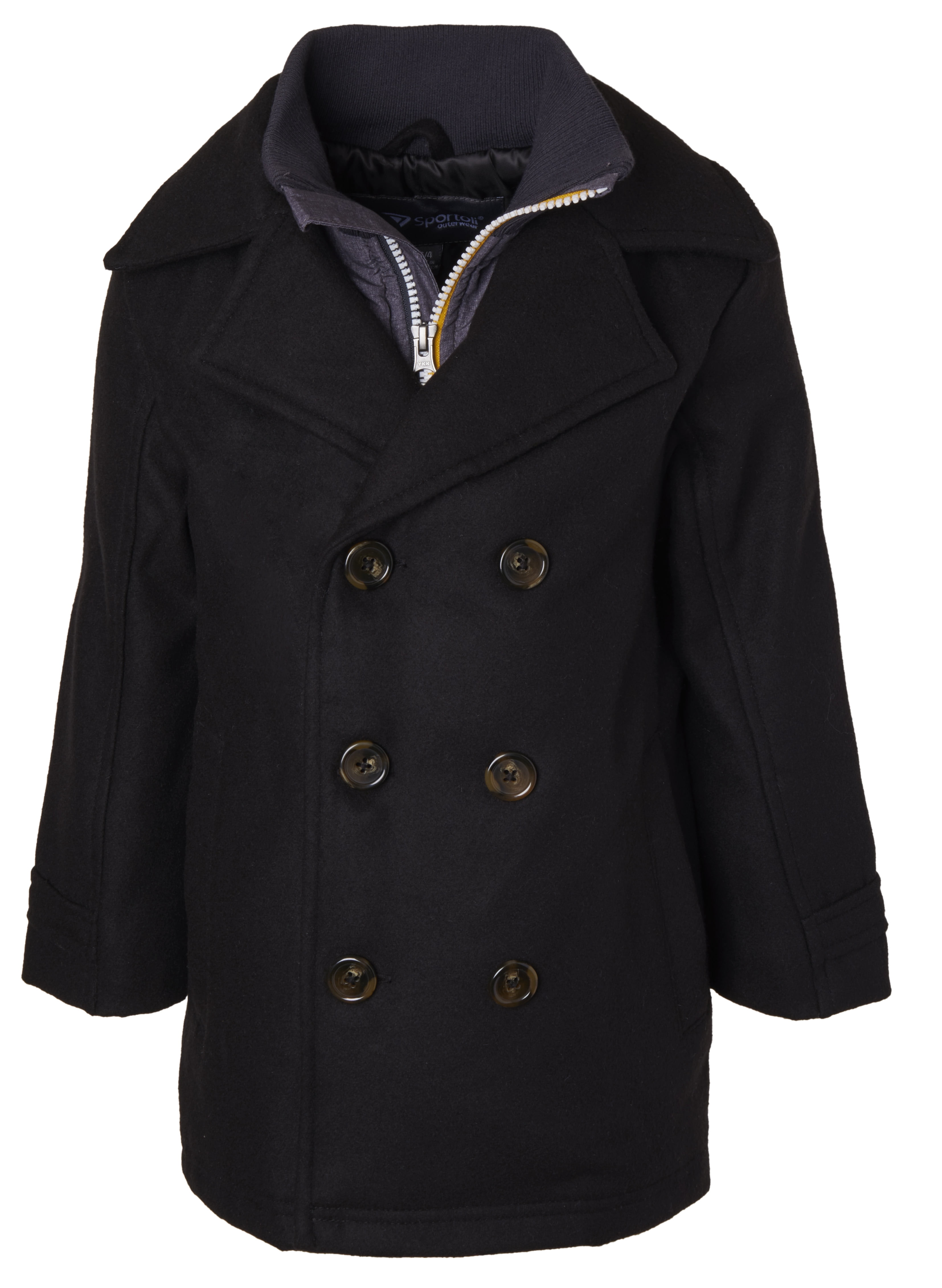 Size 4 Sportoli Boys Classic Wool Look Lined Winter Vestee Dress Pea Coat Peacoat Jacket Charcoal Vestee