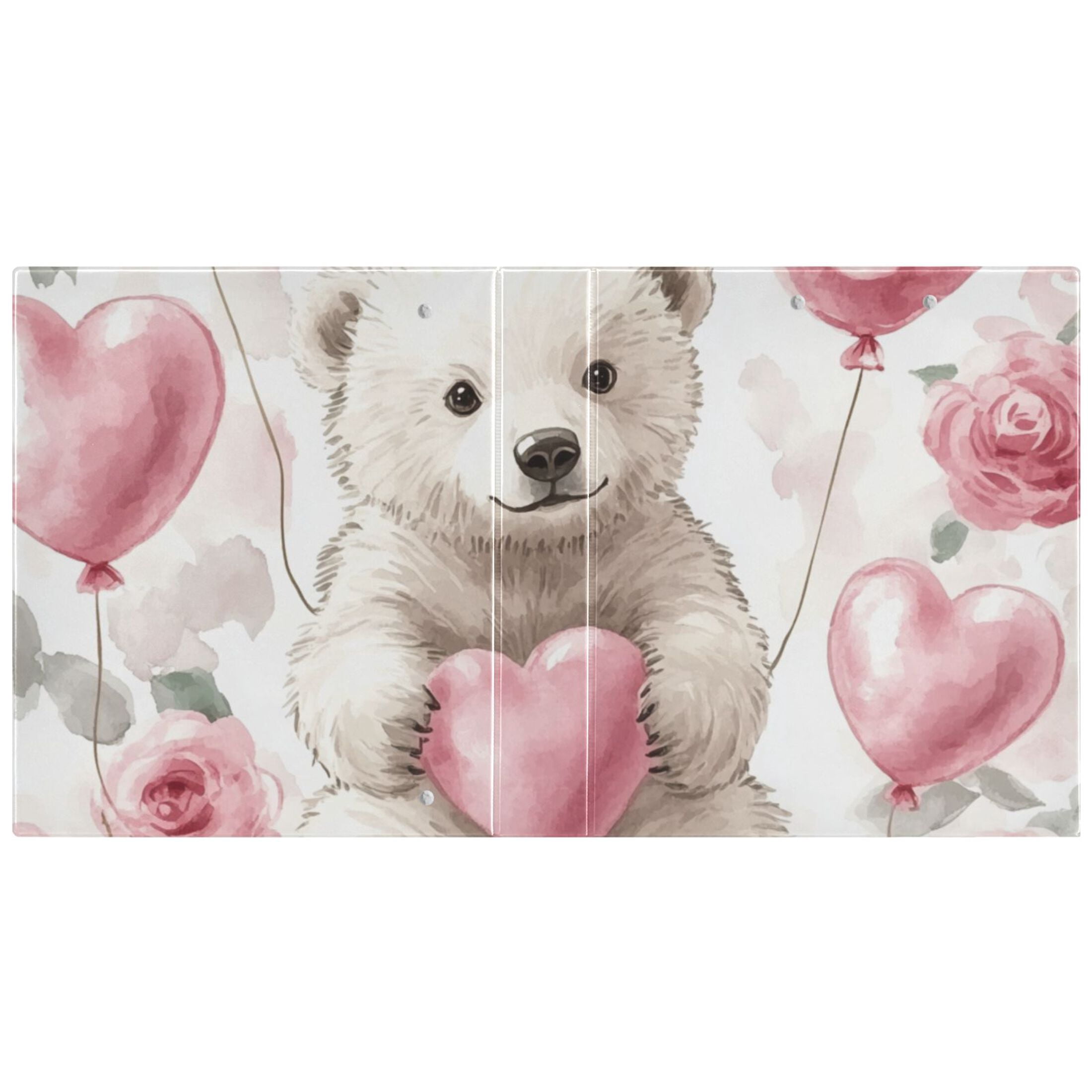 White Bear Floral 3 Ring Binders 1.5 inch Hardcover File Folders with Interior Pockets A4 Size Organizer for School Office Hospital