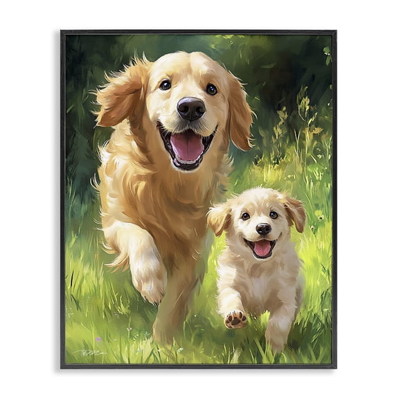Father & Son Labrador Black Framed Giclee Art, design by Momart